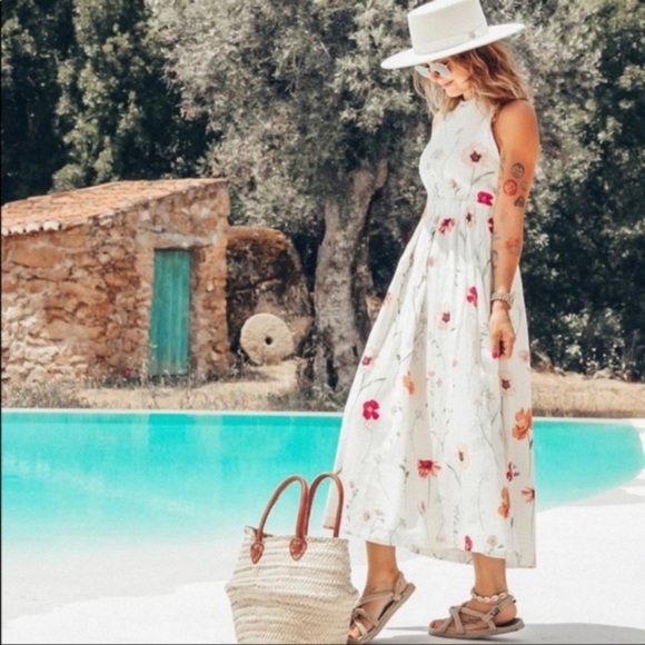 H&M Meadow Collection Linen Blend Dress Bloggers Fav - Picture 15 of 16